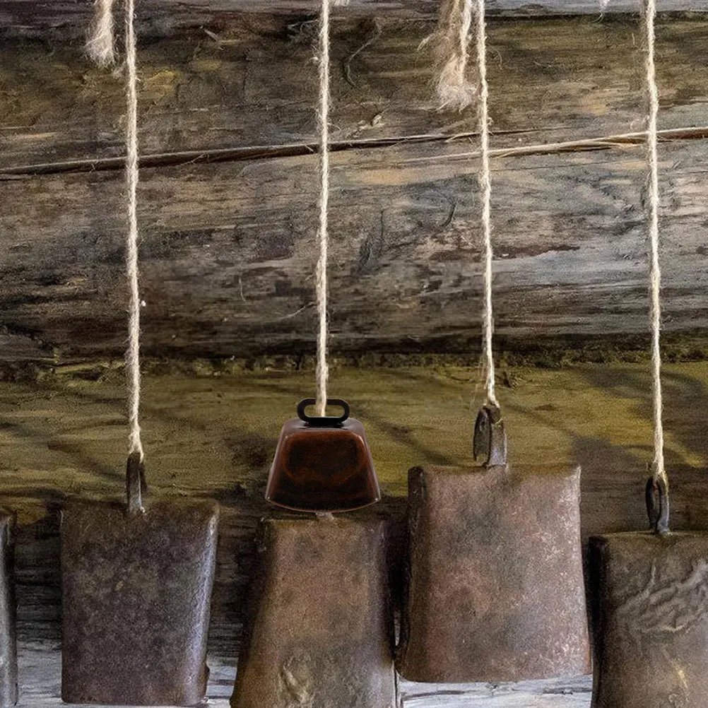 

6Pcs Metal Cowbells Vintage Style Clear Sound Hanging Bells for Cattle Sheep Pet Training Rustic Decoration Hanging Bells