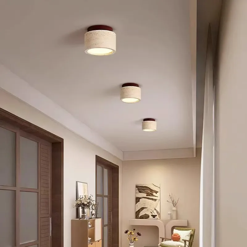 Nordic Creative Yellow Cave Stone Ceiling Lights Japanese Style for Entrance Balcony Corridor Foyer Ceiling Light Room Decor