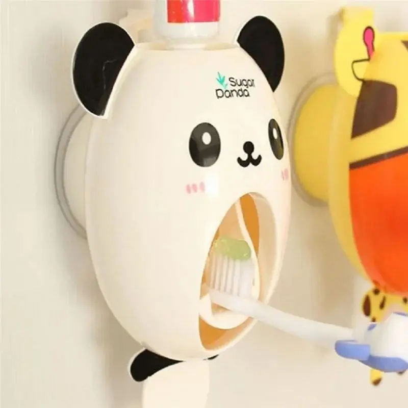 AINY-Automatic Press,Wall Mount Toothpaste Dispenser, Cute Cartoon Toothpaste Paste Squeezer Tube For Kids, Child