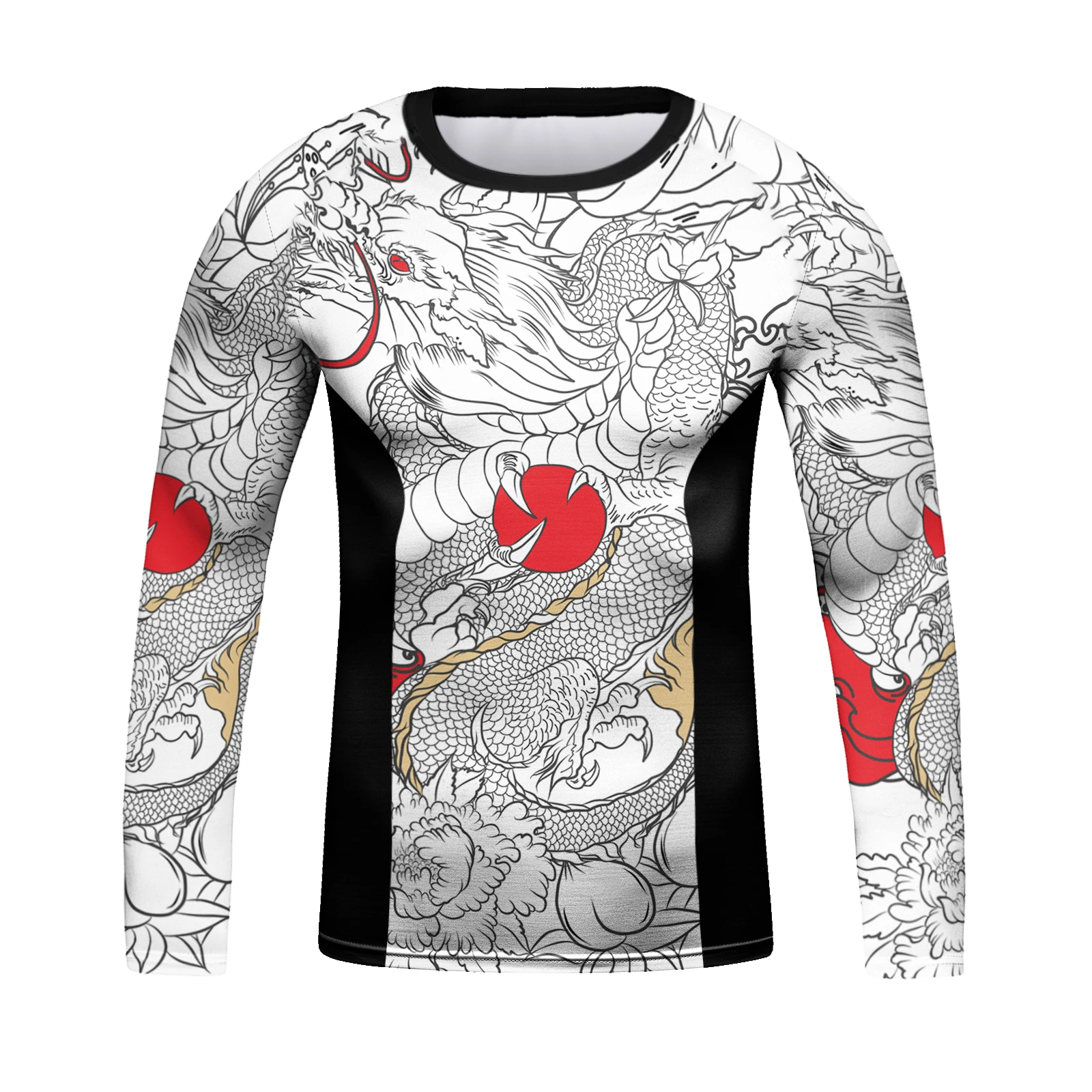 

Simple Line Printed Breathable Long Sleeve Rash Guards for Children Tight MMA BJJ Muay Thai Combat Fighting Base Workout Shirts