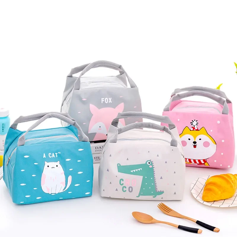 Cartoon Cute Lunch Box Bag for Women Animal Pattern Insulated Food Cooler Bag Picnic Travel Convenient Lunch Bags for Kids Men