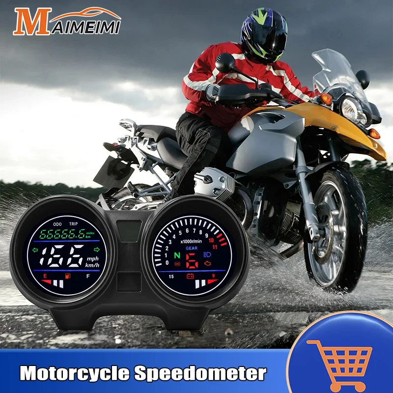 Digital Motorcycle Speedometer Tachometer 0-15000rpm Voltage Oil Level Meter for Brazil TITAN for Honda CG150 2004-2009 Fan150