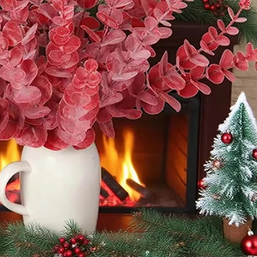 

10Pcs Artificial Eucalyptu Leaves Branches Halloween Christmas Wedding Bouquet Home Living Room Decoration Outdoor Pretty Wreath