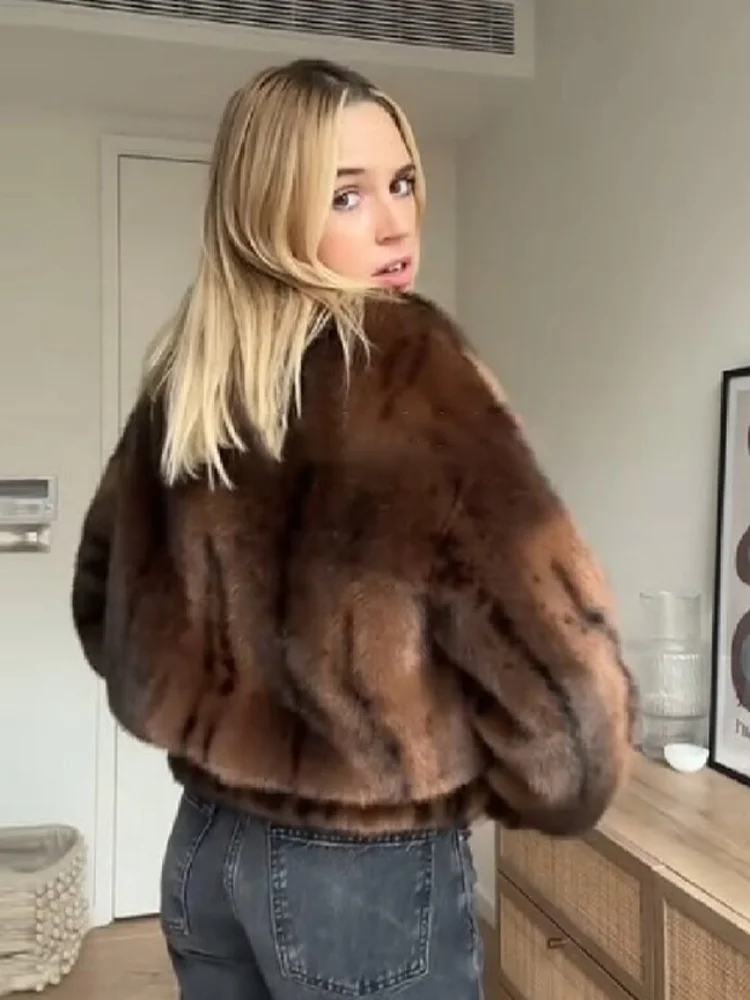 Women Elegant Trendy Faux Fur Winter Warm Coat Vintage Long Sleeved Single Breasted Thick Jacket New Commute High Street Outwear