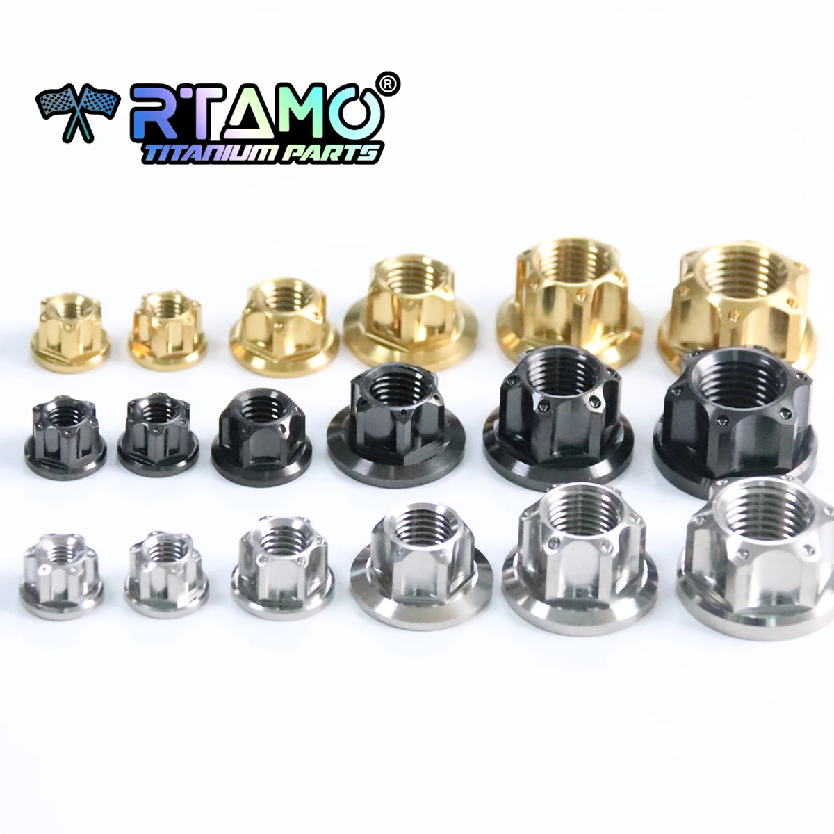 RTAMO Titanium Alloy Nuts M5X0.8P M6X1.0P M8X1.25P M12X1.25/1.5/1.75P M14X1.5P Torx Nut Ti Fastener Bicycle Motorcycle Nut (1PC)