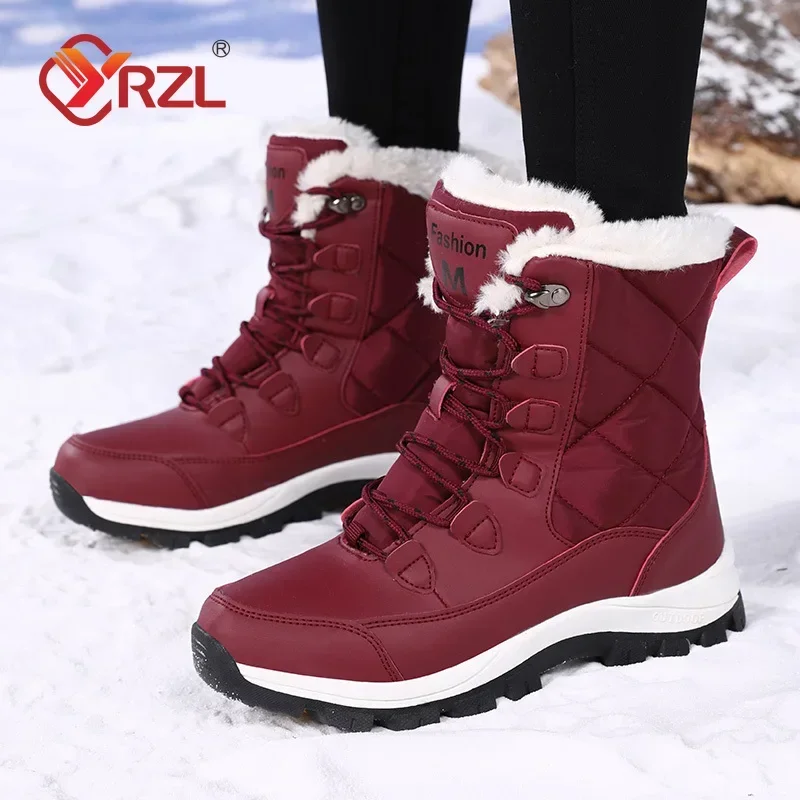 YRZL Boots donna stivali da neve invernali antiscivolo scarpe con plateau per donna scarpe in cotone caldo Ladies Flat Botas Mujer Winter Boot donna