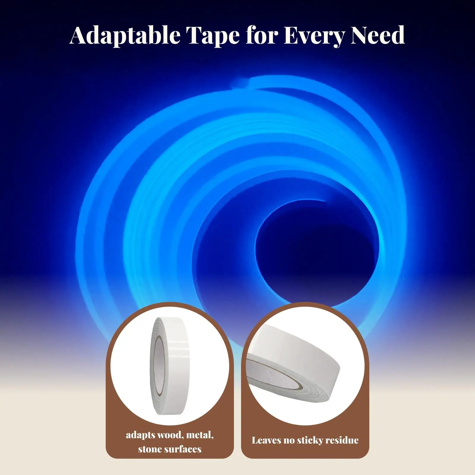 Fluorescent Tape, Waterproof Safety Luminous Tape, 10 mm × 5 m, Durable, Glows