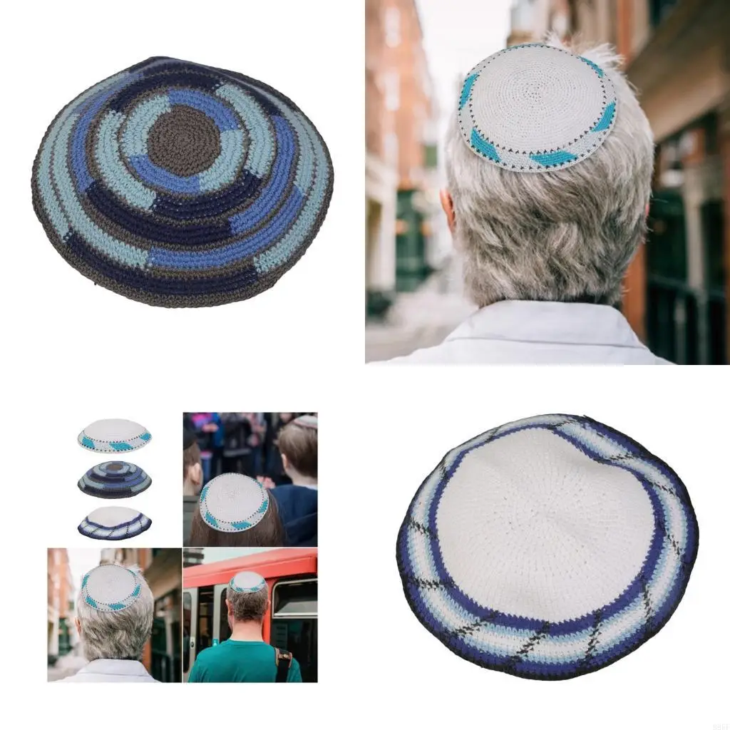 B95f العين التي تصطاد قبعة Yarmulke مع بوليستر ناعم مثالي لمناسبة الحفلة الراقصة والملابس غير الرسمية موسم مختلف #1