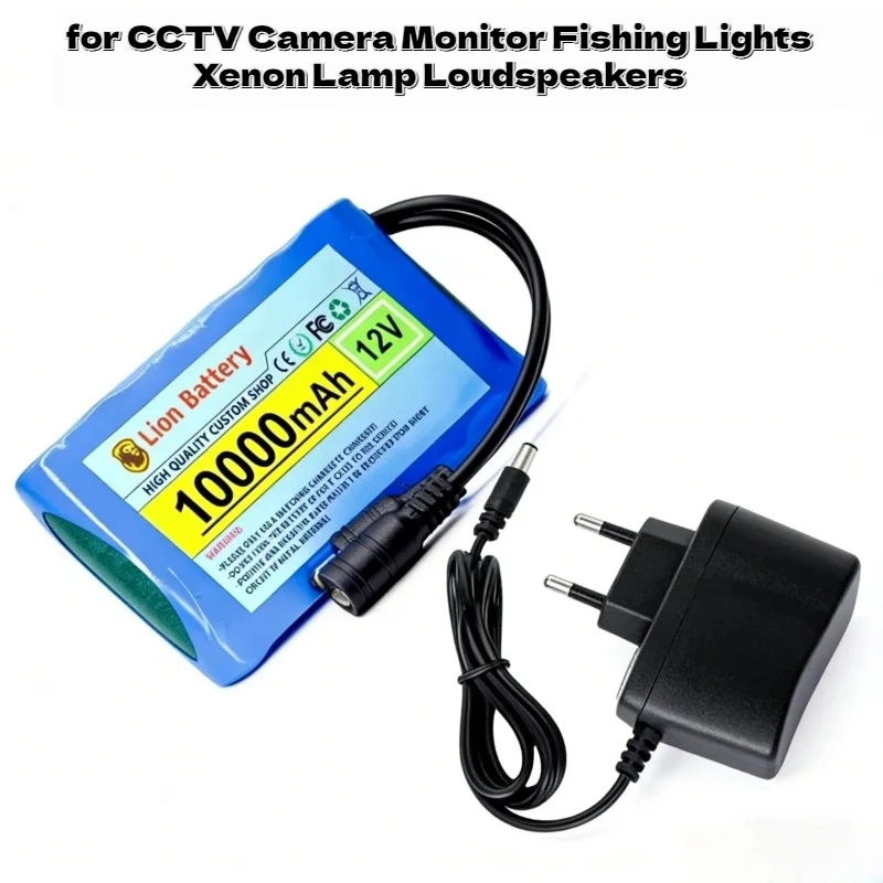 

12V 10000mAh Rechargeable Lithium Battery Pack DC 12.6V 50Ah for CCTV Camera Monitor Fishing Lights Xenon Lamp Loudspeakers