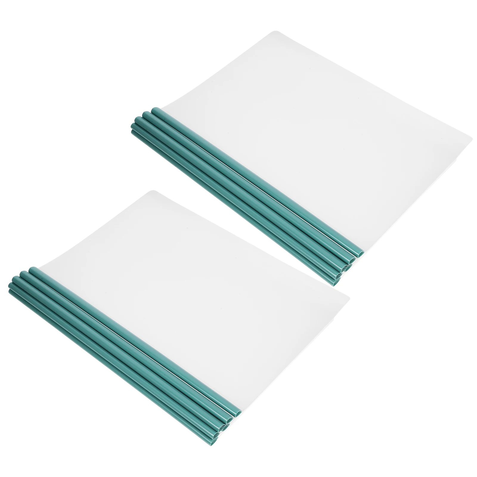 

10 Pcs Document Transparent Pull Rod Clip Cover Folders Clear with Rods Slider Green Plastic