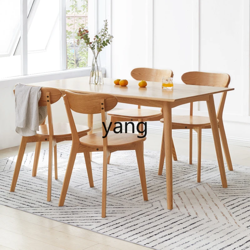 L'm'm Modern Minimalist Two-Tone Rectangular Light Luxury Oak European Beech Dining Tables and Chairs Set