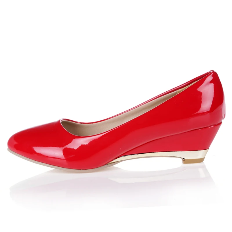 Casual Wedge Shoes For Women Fashion Wedges Low Heels Red White Classic Pumps Party Wedding Office Shoes Ladies Large Size 45 48