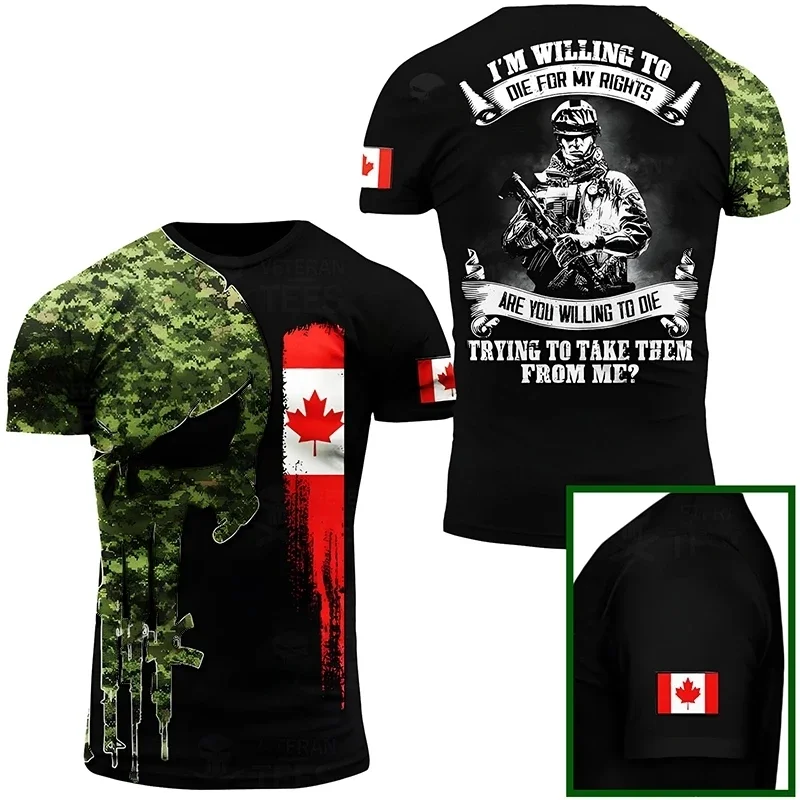 

Canada Camouflage Graphic T Shirt Men Clothing Tactic Tops Tee 3D Printing Canadian Forest Camo T-shirt Beige Field Short Sleeve