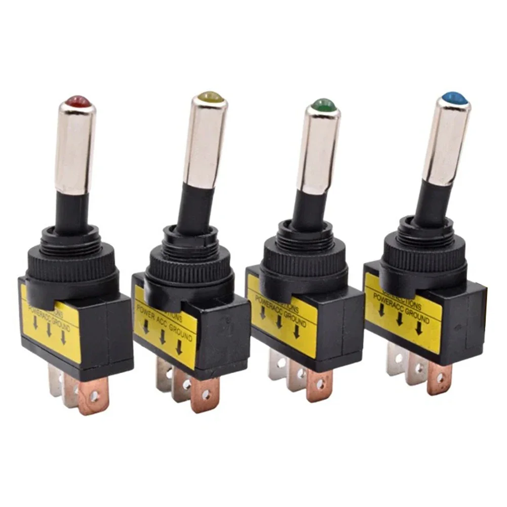 12mm Automotive Toggle Switch LED ASW-15D SPST 2 Position 3 Pin ON OFF 12/24V DC ON OFF Self-locking LED Switch image 6