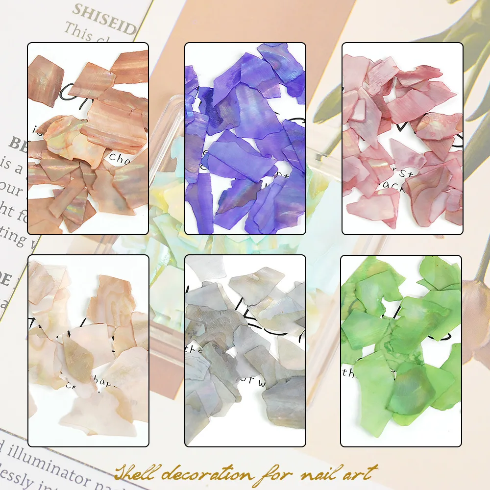 

500 г/упаковка, глиттер для ногтей, градиентные хлопья-ракушки, тонкие крошечные хлопья, разламывающиеся переливающиеся хлопья, переливающиеся жемчужины-ракушки, крупные декоративные элементы для ногтей