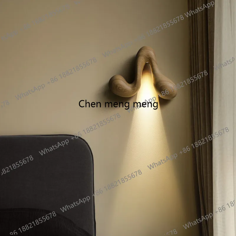Creative medieval design sense decorative background wall wall lamp living room bedroom atmosphere, solid wood carving