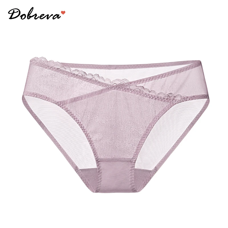 DOBREVA Women\'s Lace Underwear Sexy Transparent Hipster Panties Breathable Sheer Bikini Briefs