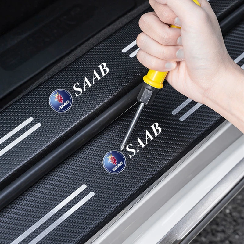 For SAAB SCANIA 95 93 9000 900 9-7 600 99 9-X 97X Turbo X Monster 9-2X GT750 92 Car Door Sill Scuff Plate Carbon Fiber Stickers