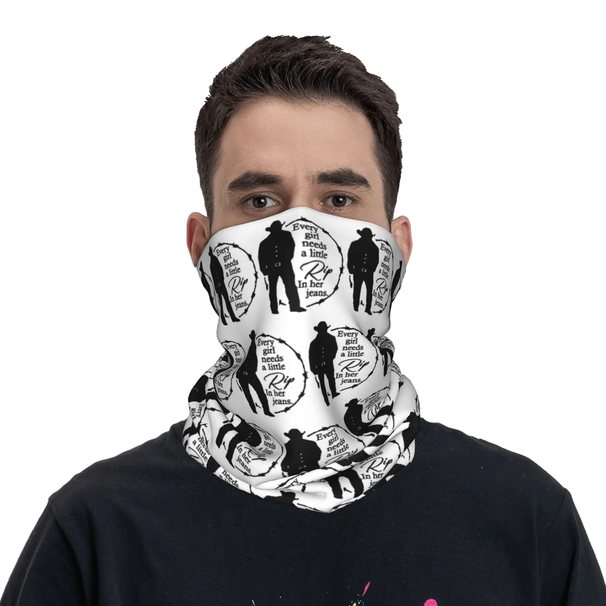 Every Girl Needs A Little Rip In Her Jeans Dutton Ranch Yellowstone Bandana Neck Gaiter Printed Wrap Scarf Balaclava Riding