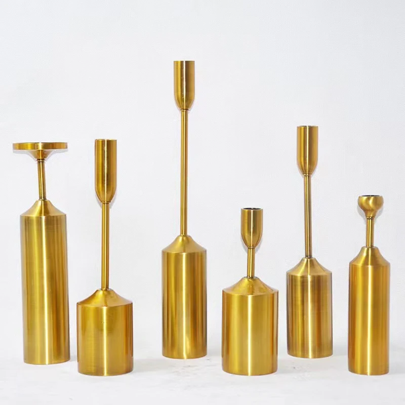 6 قطعة/المجموعة الساخن حامل شموع الزفاف الذهب شمعة تقف المركزية زينة فندق الزفاف