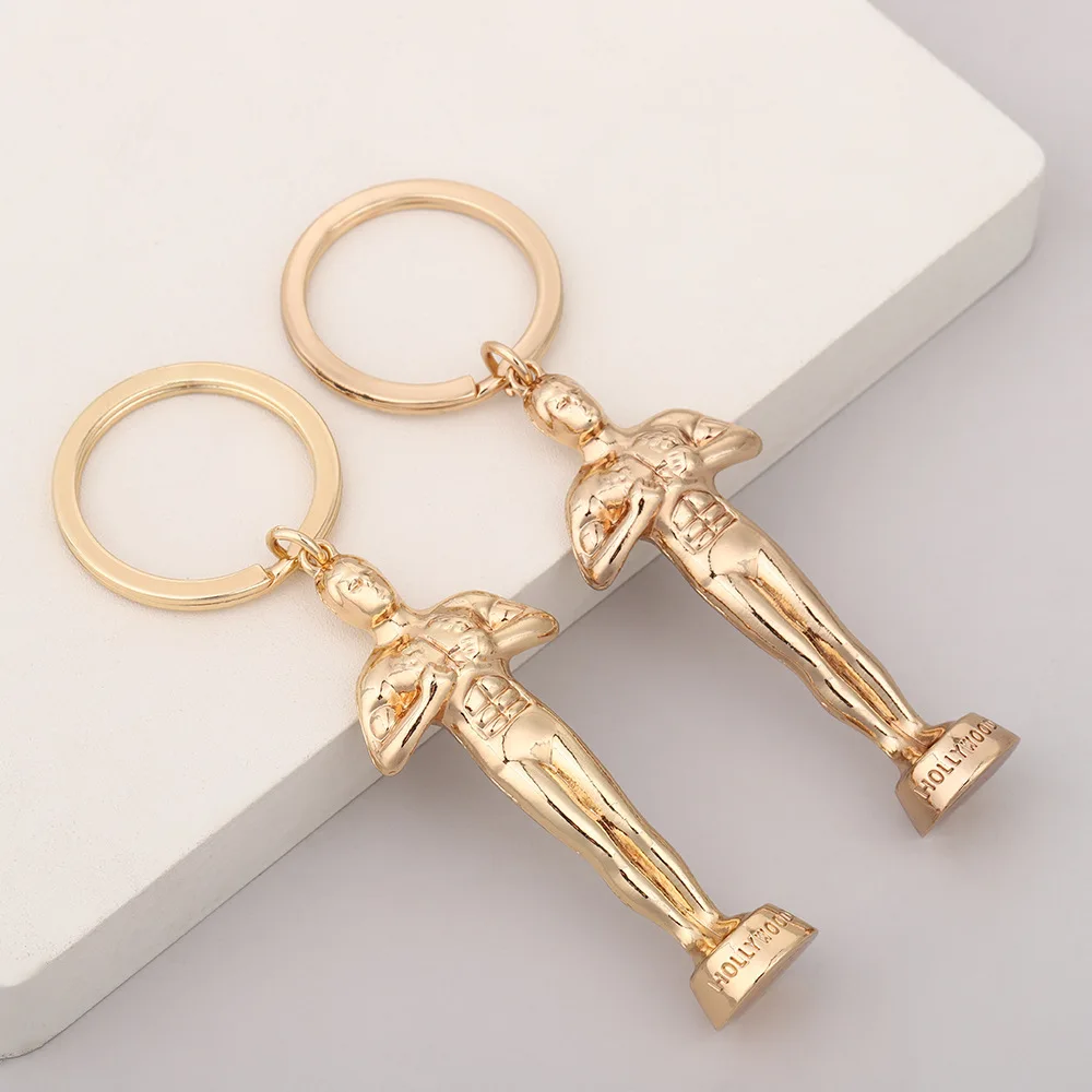 oscar keychain Golden Man Statue Trophy Children's Competition Award Medal Home Decor Figurines Ornaments