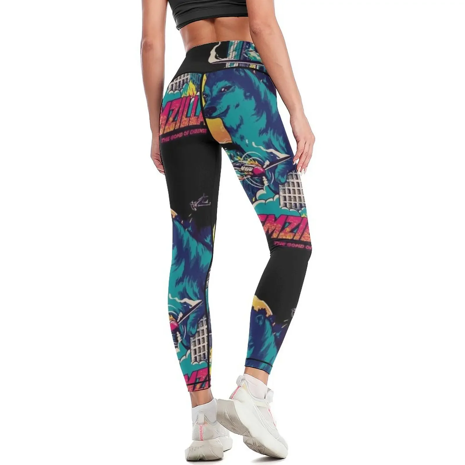 Cheemzilla - The Gomd of Cheemse | Blue | Kaiju Shiba Inu Doggo Wacky and Uncharacteristic Ironic Dank Memes | Dogezill Leggings 3
