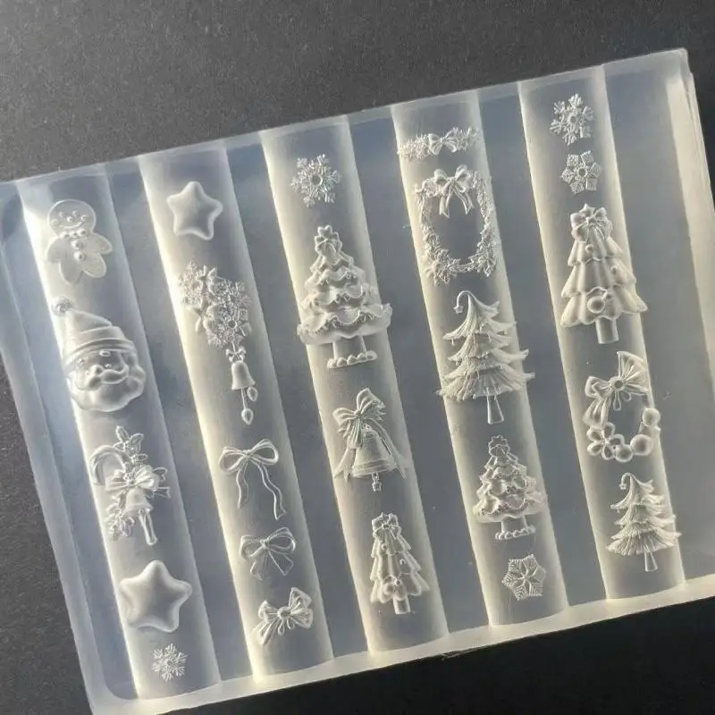 3D Silicone Nail Mold Snowman Gingerbread Man Transparent Template Nail Art Decorations Manicure Design Tool DIY Christmas Tree