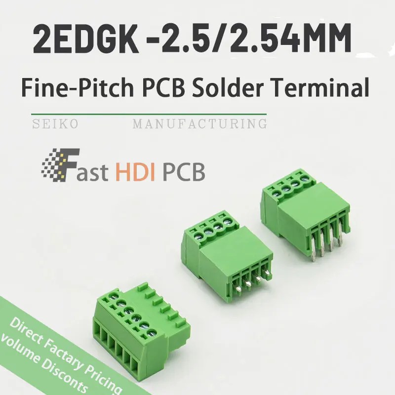 

Комплект разъема PCB серия 2EDGK-VC/RC шаг 2.5мм, Винтовой терминал под прямым углом, Подключаемая головка и розетка, PA66 V0 для модулей промышленного управления и питания (2P-24P)