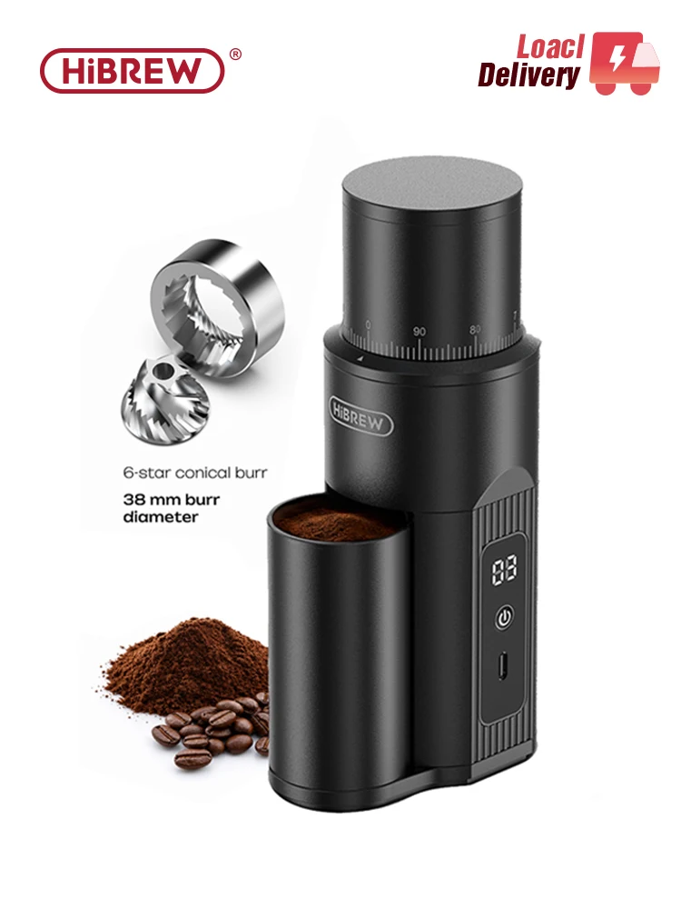 Moedor de Café Portátil HiBREW G5 Mini com Moinho de Rebarbas, Recarregável e Compacto para Espresso, Pour Over e Acampamento