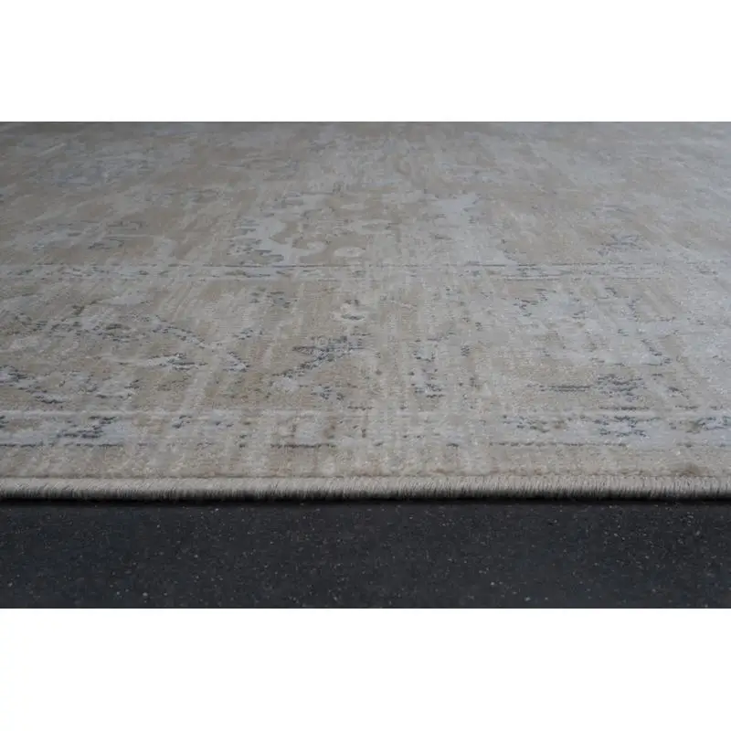 Elmina Brown Area Rug in Ivory, Taupe, and White Viscose