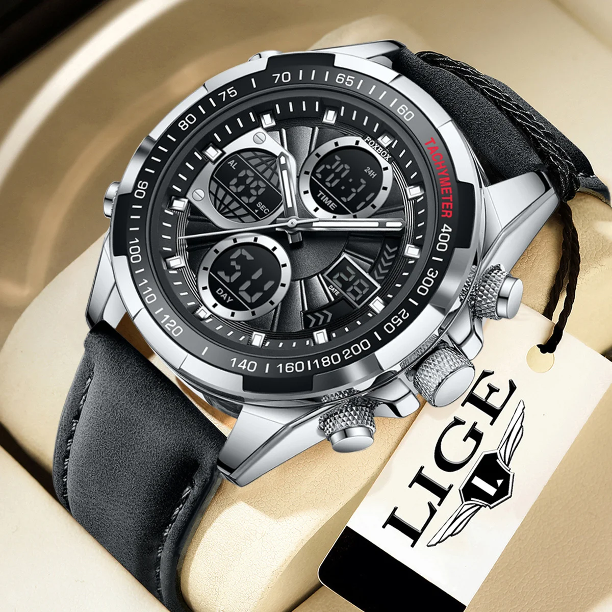 

LIGE модные военные часы для мужчин, оригинальные роскошные спортивные часы с хронографом ​ Водонепроницаемые кварцевые часы, цифровые мужские наручные часы