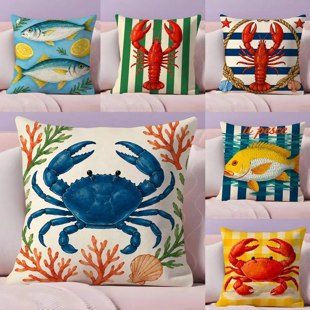 Marine Organisms Sea Cushion Cover Pillow Case Plush Fabric Soft Double Sided Print Home Sofa High Quality Cushion