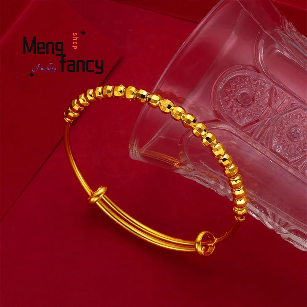 Vietnam Placer Gold Lucky Beads Bracelet Charms Fashion Couple Designer Bangle Fine Jewelry Luxury Elegant Women Holiday Gifts