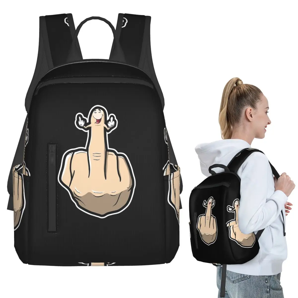 

Hand Gesture Design Middle Finger Shows Middle Fingers Backpack Student BookBag Kids School Bag Laptop Shoulder Bags Boys Girls