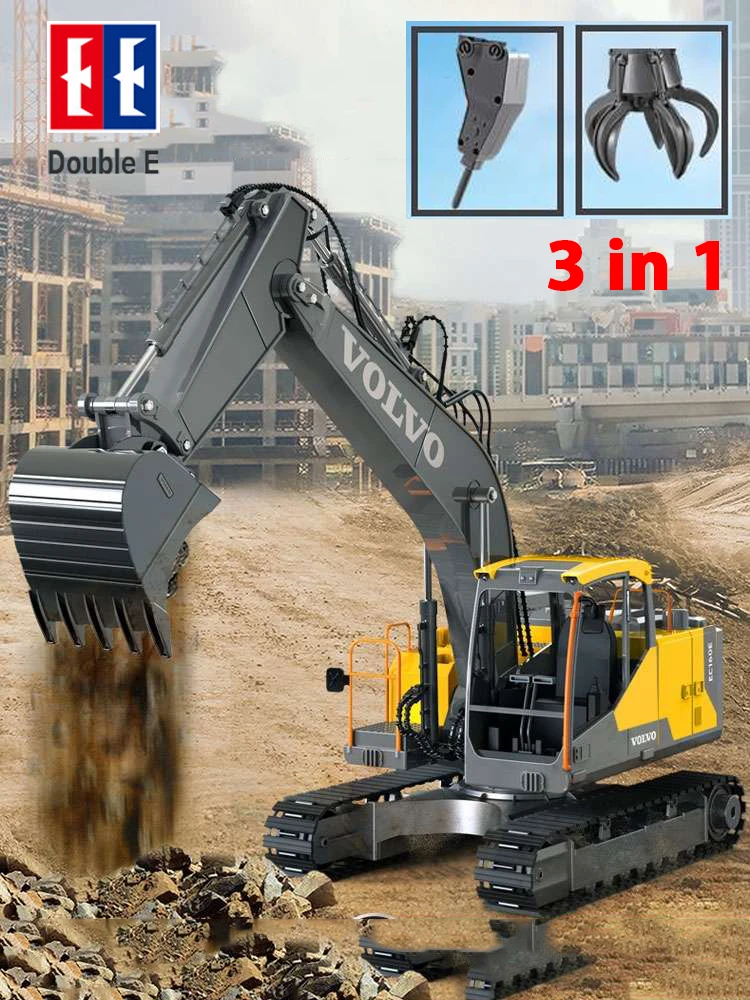 Dubbele E E568 Rc Graafmachine 1/16 17ch Crawler 3in1 Truck Legering Digger Radiografisch Bestuurbare Auto Engineering Model Kinderdag Geschenken - afbeelding 2