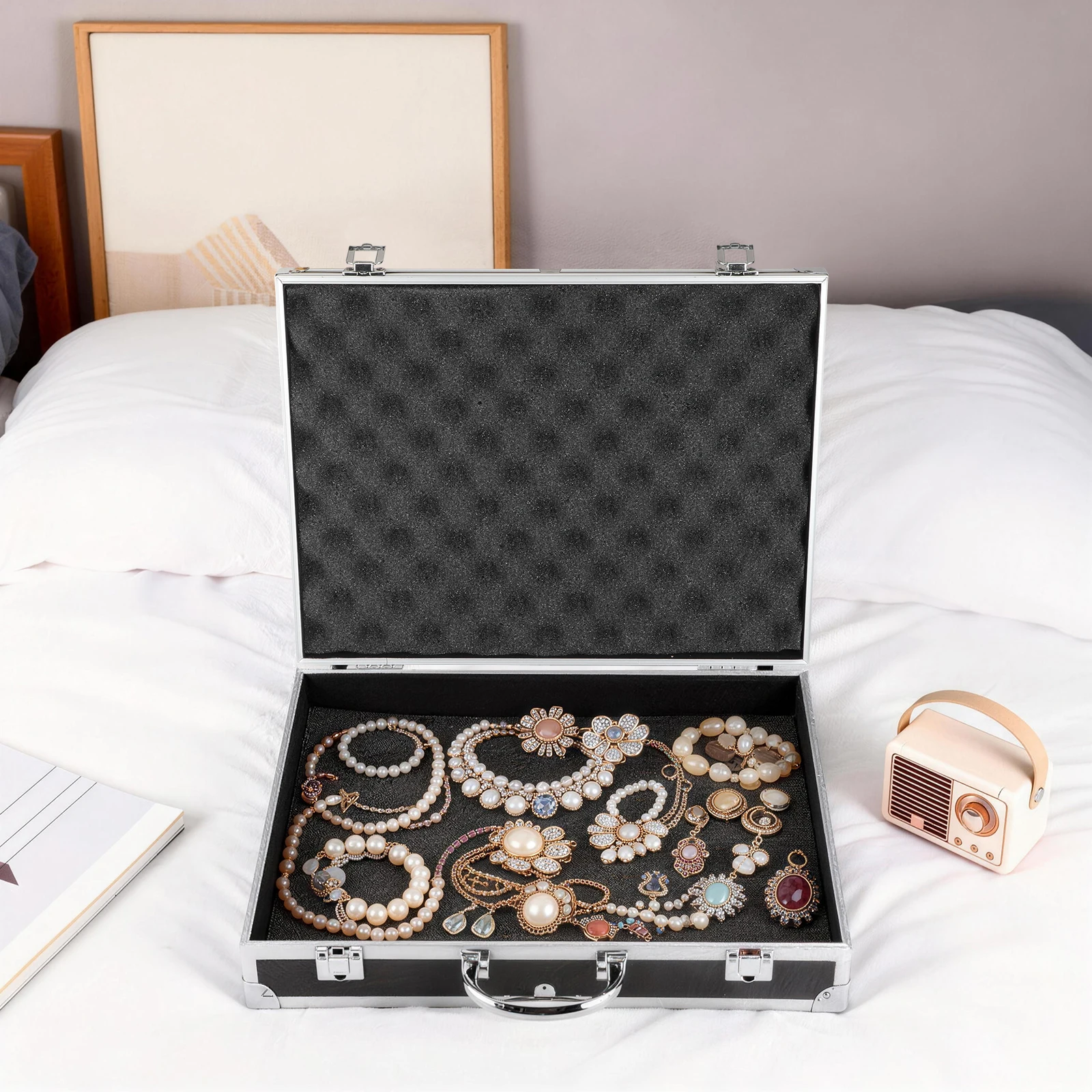 

Sturdy Portable Tool Container Aluminum Case with Handle Ideal for Travel Business Workshop Household Organization and