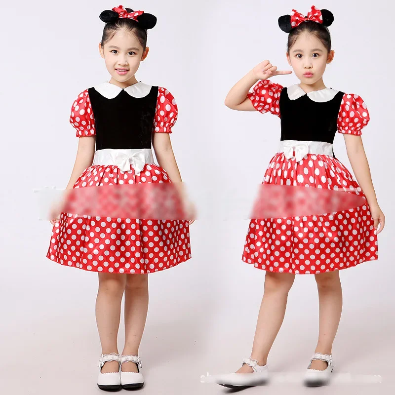 Robe Minnie mignonne con bandeau pour bébés filles, juego de rôle polares, robe de princesse casual au-dessus du genou