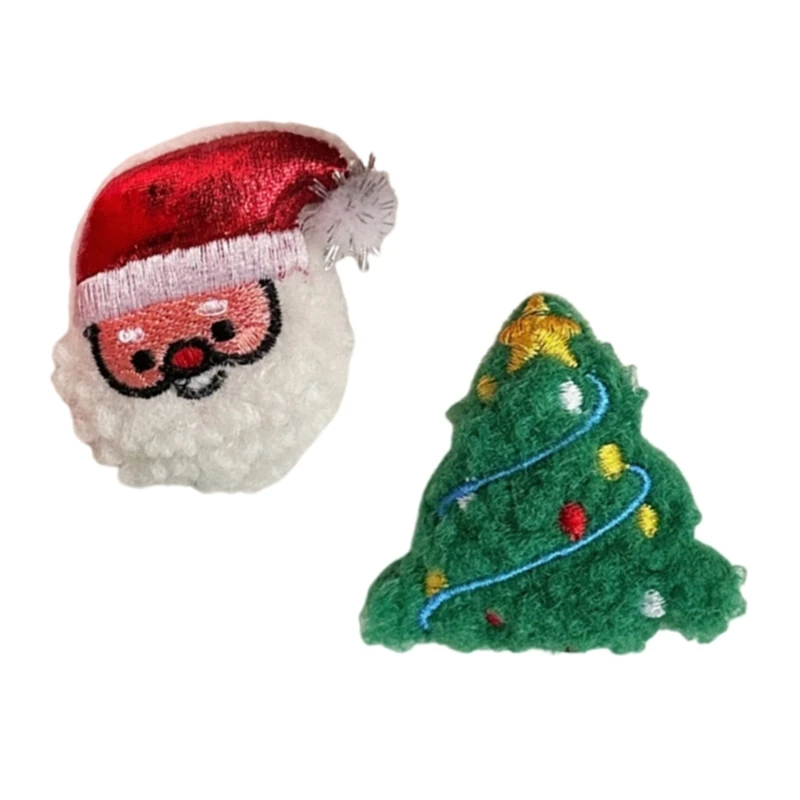 2PCS Holiday Theme Plush Brooch Christmas Stuffed Brooch Jewelry for Clothes and Bags Decors Festival Outfit Accessories