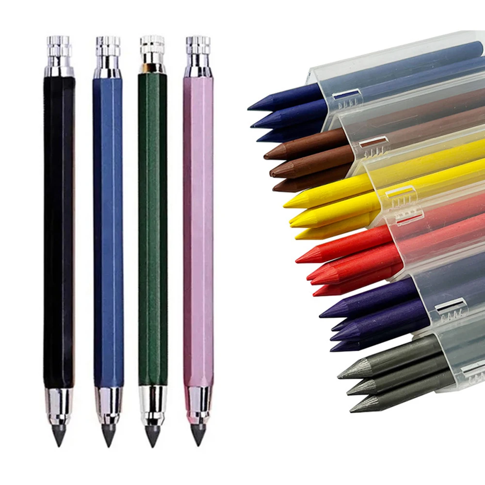 

5.6mm Mechanical Pencil Metal Engineering Pen Thick Lead Drawing Sketch Pen HB Lead Graphite Lead Stationery