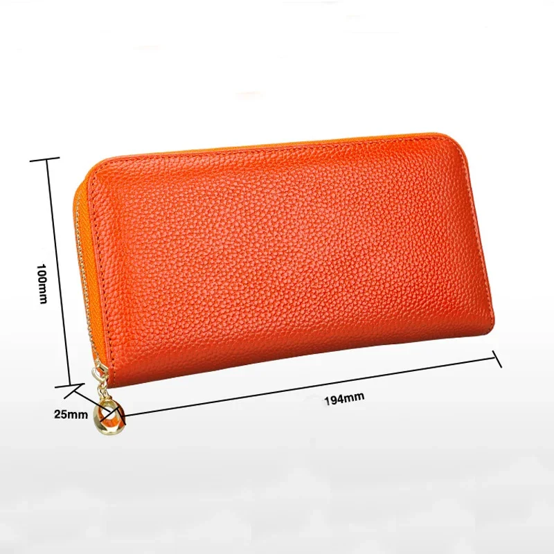 Carteira de couro genuíno para as mulheres do sexo feminino rfid bloqueando carteiras grande capacidade de viagem zíper bolsa feminina senhoras