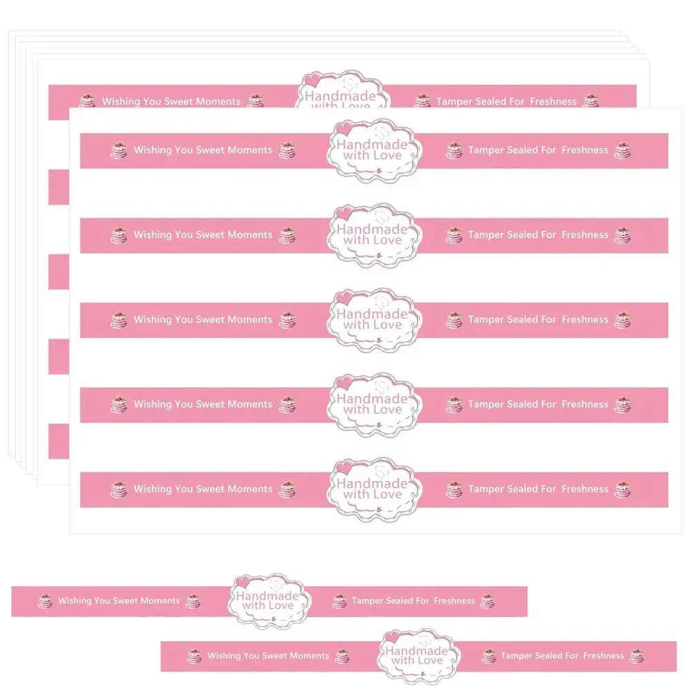 50Pcs Self-Adhesive Food Retail Package Seal Stickers Long Label Handmade Baking Gift Box Sticker Cute Waterproof
