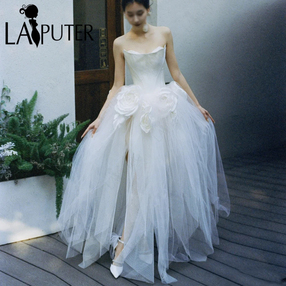 

White Mikado Wedding Dresses Ball Gown Off Shoulder Flower Bride Ball Gown Girls White Prom Dress