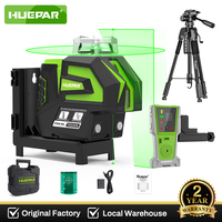 Huepar 7211 Green Beam Laser Level Cross Line with 2 Plumb Dots Self-Leveling 360°Laser Tool Sets Li-ion Battery Hard Carry Case