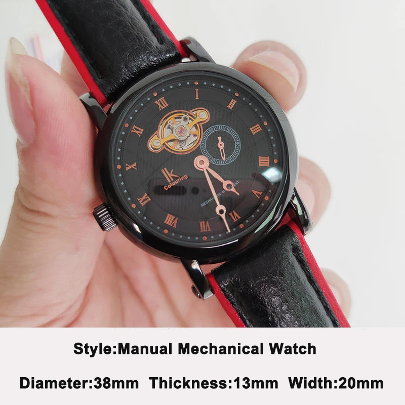 IK Colouring Mechanical Watches Man Luxury Hand Wind Skeleton Watch for Men Waterproof Stainless Steel Wristwatches