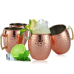 2pcs 100% Handmade 18oz Hammered Copper Moscow Mule Mug Mug Beer Mug Mueller Mug Coffee Cup Copper Gold Plated Bar Tools