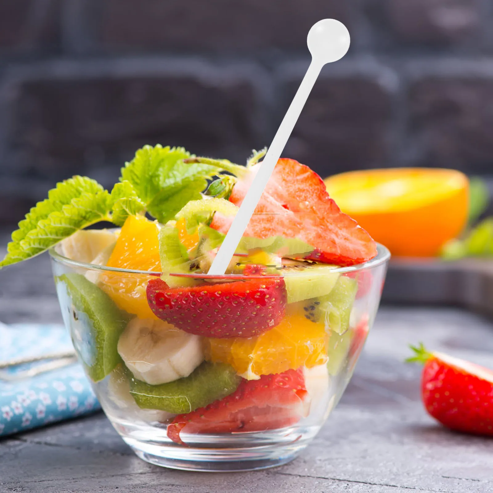 

10pcs Fruit Fork Spoon Set Long Handle Multifunctional Kitchen Stirring Spoon Dessert Coffee Tea Drink Mixer Dual Head Cake