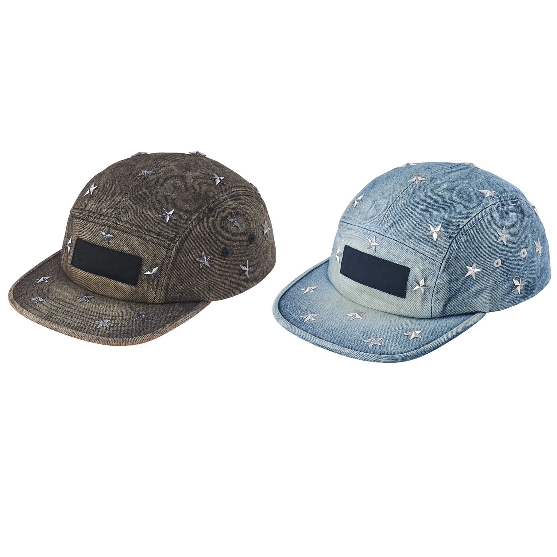 Washed Watered Quilted Cam Hat Star Distressed Flat Cap Baseball Cap Adjustable Cotton Unisex Spring Summer Autumn Winter