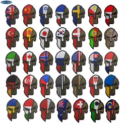 Insignia de casco espartano, Estados Unidos, España, Rusia, Israel, Reino Unido, insignia militar de calavera táctica, parche para ropa, costura DIY