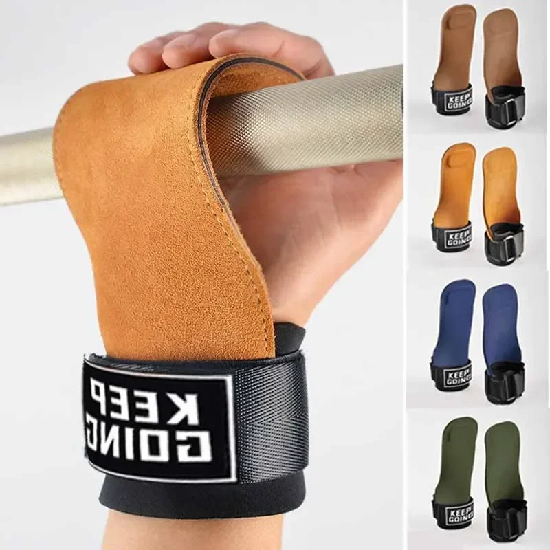 1PC Cowhide Microfiber Gym Fitness Gloves Straps Grips Anti-Skid Weight Power Belt Lifting Pads Workout Exercise Protection