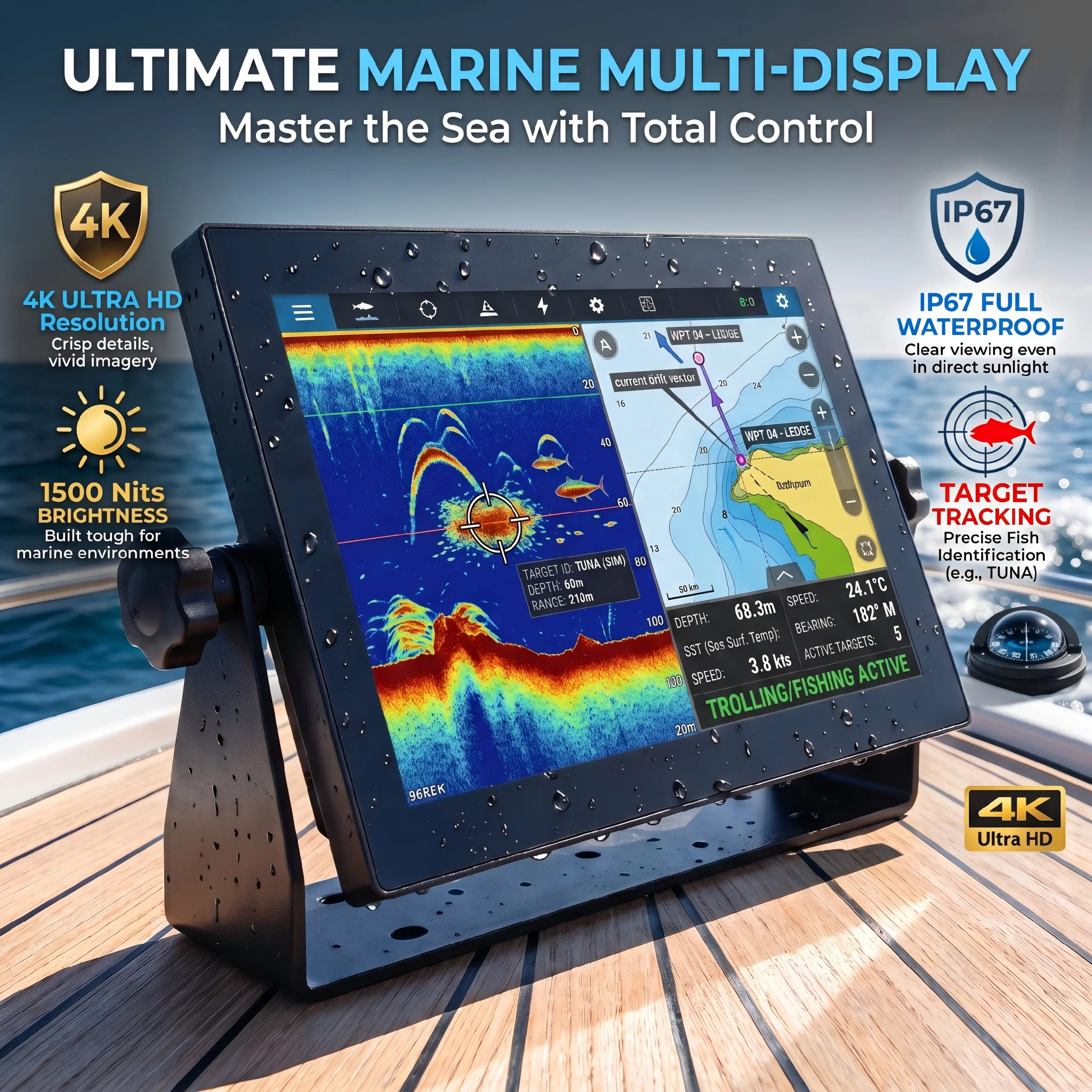 2027 Marine Equipment Electronics Products Garmin Compatible Touchscreen Ip65 Ip67 1000nits Industrial Screen